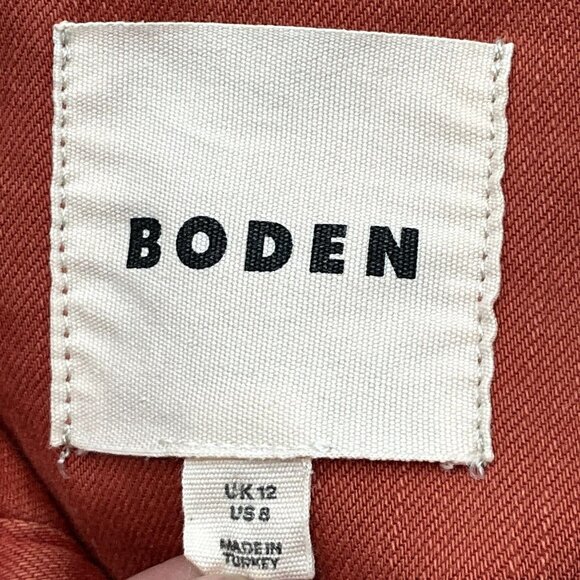 Boden Jean Jacket Women 8 Rust Earthy Cropped Pockets Button Up Boxy Denim - Picture 3 of 6